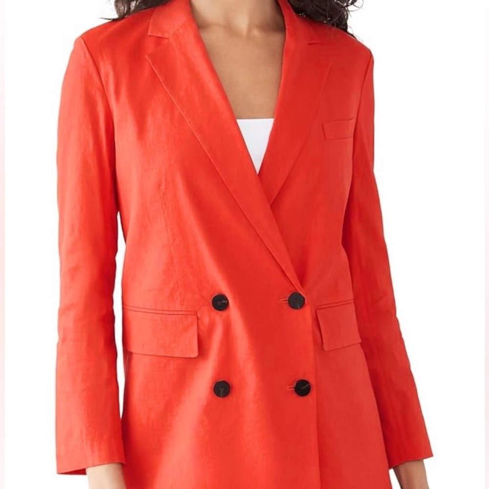 Theory Piazza jacket. Red button front blazer. Size 8. New with tags. - Picture 2 of 5